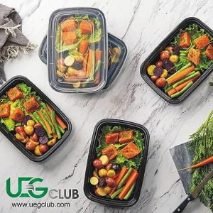 UEG CLUB Reusable 50Pack Meal Prep Food Storage Containers with Lids, Microwave Safe, Ideal for Prepping & Storing Meals, 24oz BPA Free Containers (24, Rectangular, 50 Count)